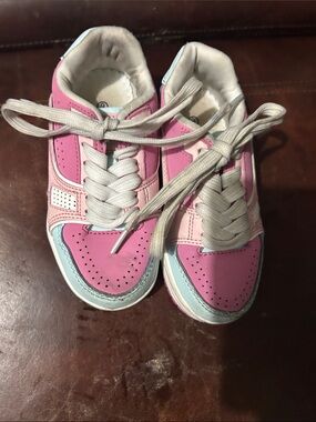 Link Kids Pink and Light Blue Sneakers - Casual Lace-Up Shoes